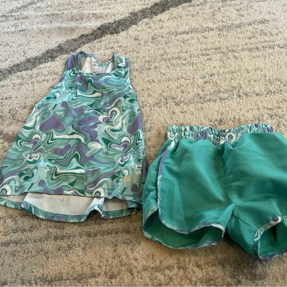 Girls shorts and tank top athletic set